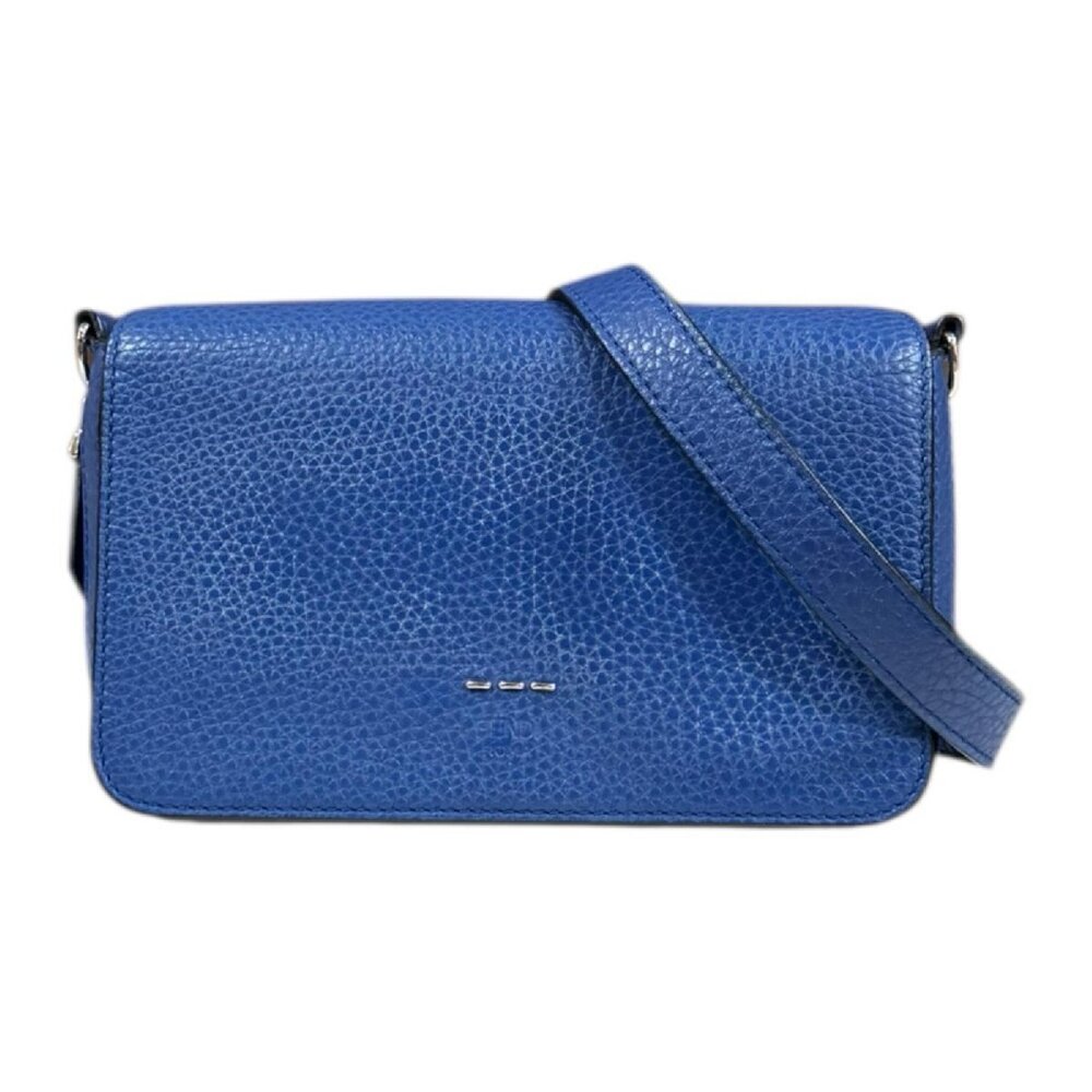 Fendi Shoulder Bag Leather Blue